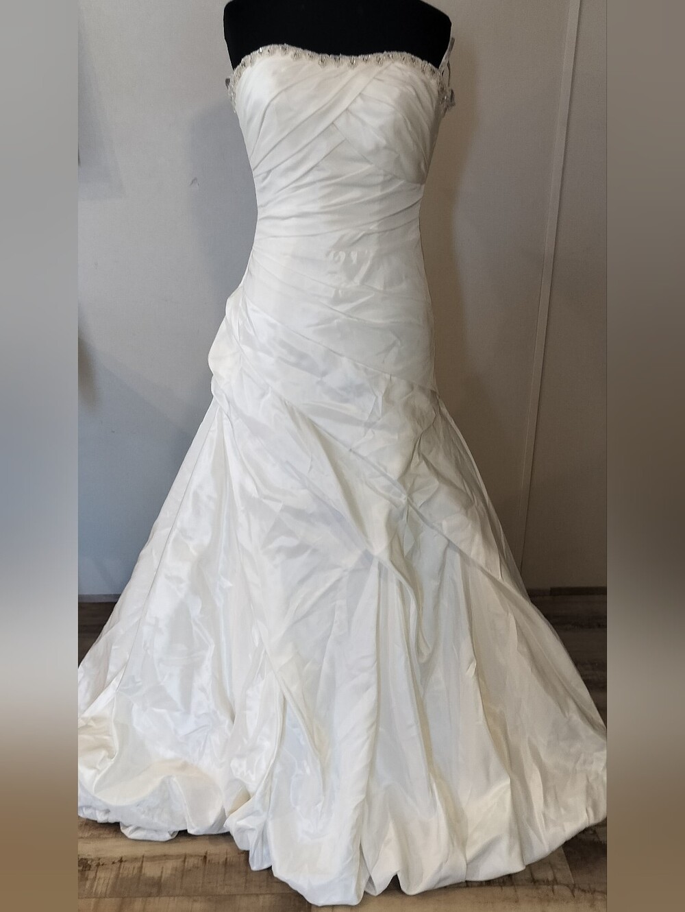 Strapless Ivory Bridal Gown with Beaded Trim